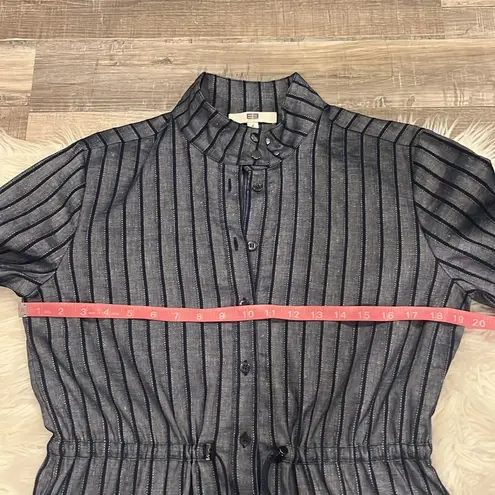 Etcetera NWOT flax linen blend stretch shirt dress navy blue 4