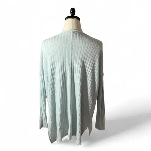 Out From Under  Ribbed V Neck Long Sleeve Oversized Sweater Light Blue Size M