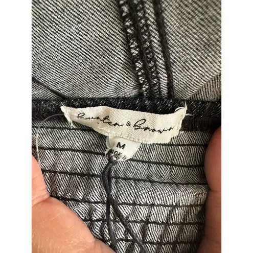 Hunter & Brown NWT Women's Denim Square Neck Halter Smocked Back Crop Top M Black Size M