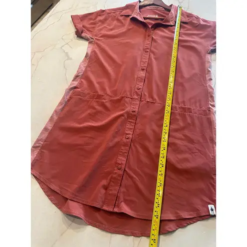 Smartwool Merino Wool Sport Shirt Dress Button Down in Terracotta Pink Medium