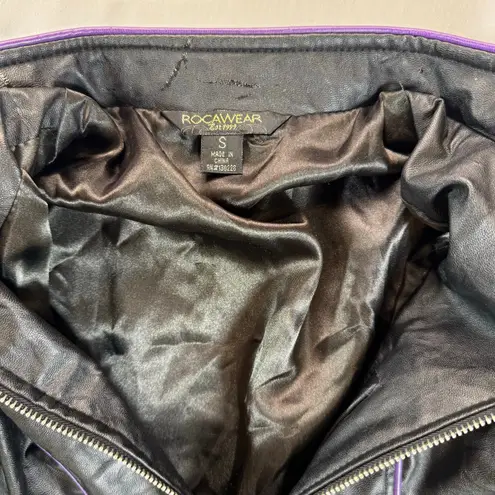 Rocawear Vtg Moto Jacket Black Purple Quilted Patch Women S XS/S Y2K Streetwear