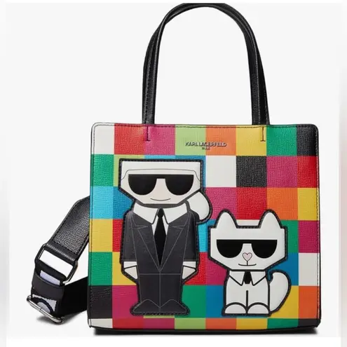 Karl Lagerfeld Maybelle Choupette Multicolor Satchel w Matching Coin Purse NWT