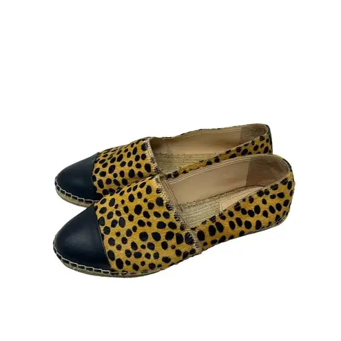 Loeffler Randall Mara Cheetah Leopard Calf Hair Espadrille Flats Size 7.5