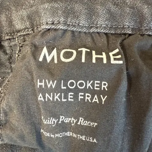 Mother Black Jeans Womens 26 HW Looker Ankle Fray Guilty Party Racer Raw Hem