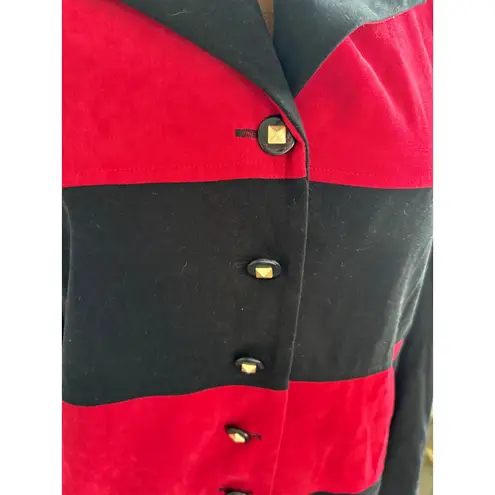 Kari's Place Vintage Blazer Red Black Color Block 90s Retro Button Up Jacket 8