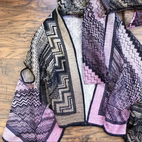 Missoni • Zigzag Wool Scarf Cape vest poncho Italian luxury designer pink tan