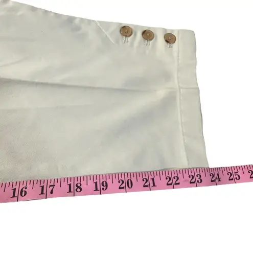 Lands' End  Women's 14 Beige Cotton Blend Button Hem Pull On Back Cropped‎ Pants