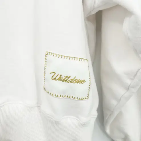 We11done Unisex Streetwear Graffiti Patch Graphic Crewneck Sweatshirt Size S White