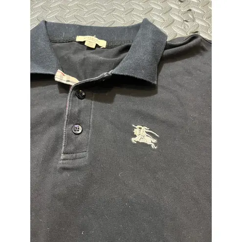 Burberry  Brit Polo Shirt Womens XXL Black Tartan‎ Nova Check Accent Collared