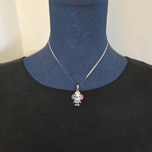 Silver Stainless Steel Multi Color Panda Bear Flower Pendant with Chain Neck…