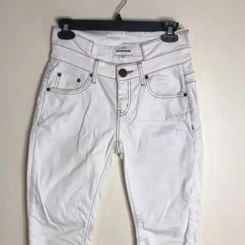 One Teaspoon  Hoodlums mid waist stretched fitted bow leg white jeans size 27