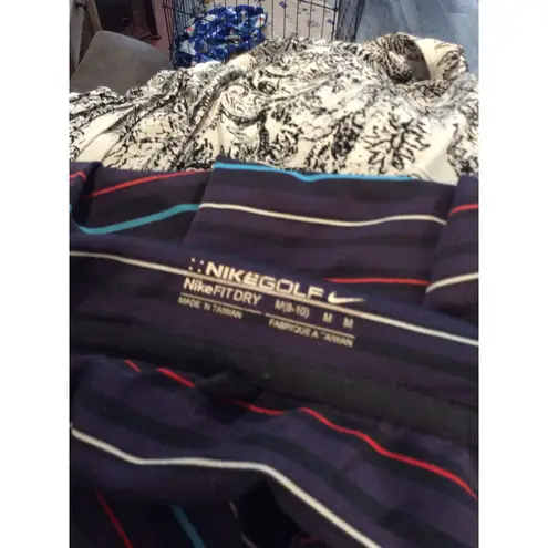 Nike Golf Women's Sleeveless polo partial zip striped Medium 8