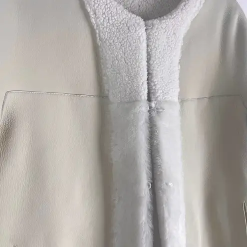 Loro Piana Collarless Fur Jacket White Lambskin Reversible Size 46 Large