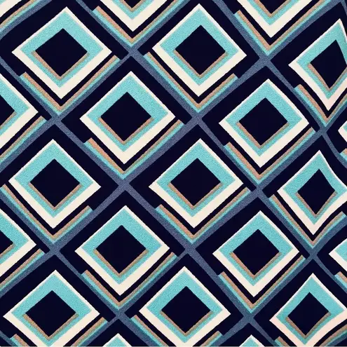 Kasper Abstract Print Pencil Skirt Back Slit Navy Blue Teal 10