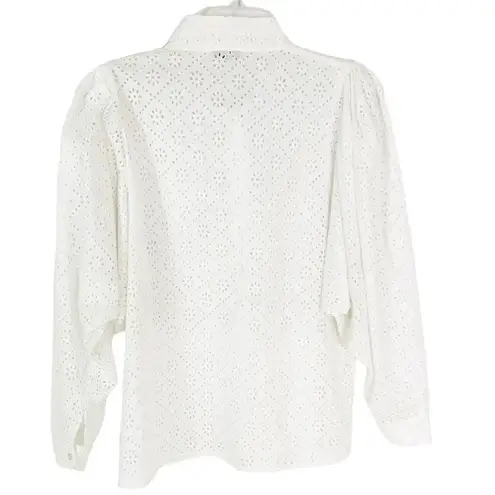 NWT Batsheva Cotton Eyelet Lace Broderie Anglaise Bow Detail Blouse White Size 6