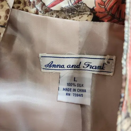 Anna And Frank Animal Print Jungle Long Sleeve Vintage Blazer Jacket Size Large Red