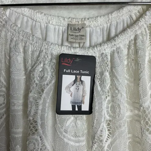LIldy Full Lace Tunic Elegant ivory Lace Blouse size S White
