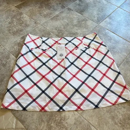 Lady Hagen 🆕 plaid golf skort white blue red stretchy pockets size 16