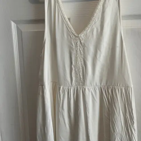 Wrangler Western White Sleeveless Dress with Lace Trim Sundress Coastal Cottage Size M