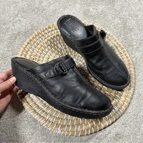b.o.c Women’s Leather Mule Clogs Sandals Slip On Comfort Pilgrim in Black Size 9