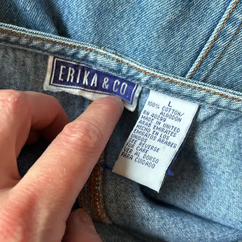 Vintage 90s Jumper Sleeveless Tank Denim Dress Casual Summer Crewneck Size L Blue Size L