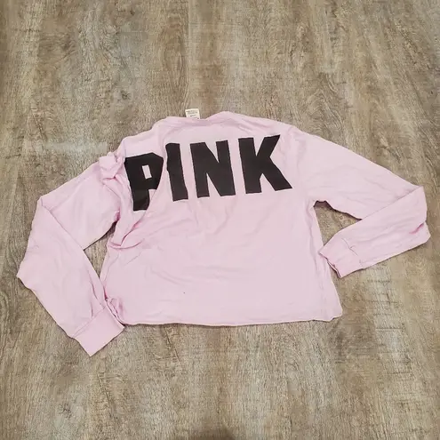 PINK - Victoria's Secret Victoria's Secret PINK Baby Pink Cropped Long-sleeved Sweatshirt Size Medium