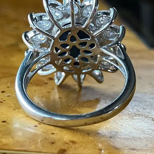 Natural Blue Star Sapphire Sterling Silver Cocktail Ring Size 6