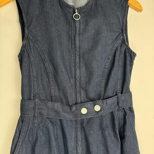 ZARA NWT  Denim Asymmetrical Midi Dress Sz Small Belted Grunge Chic
