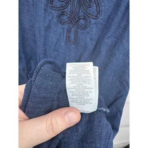 Boden Reanna Jersey Mini Dress Women 6L Indigo Embroidered Bohemian Feminine Blue Size 6