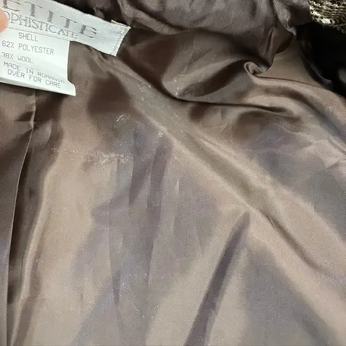 Petite Sophisticate Women's Plaid Wool Blend Blazer Double Breasted Size 6 Brown