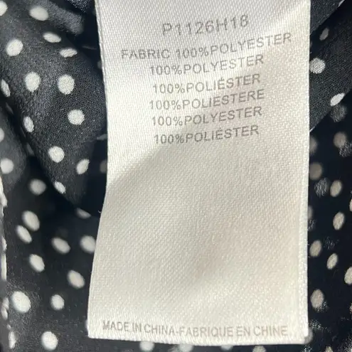 Molly Bracken Polka Dot Ruffle Sleeve Boho Chic Blouse Black White Feminine M