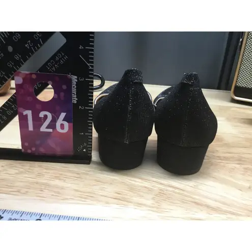 J. Renee D'Orsay Flats Women's 8.5 Black Sparkle Glitter Slingback Block Heel