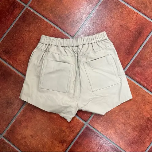 One Teaspoon NWT  Leather Runner Shorts in Off White