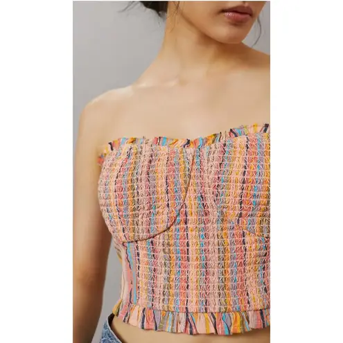 Anthropologie  Pilcro Rainbow Smocked Crop Tube Top Size M