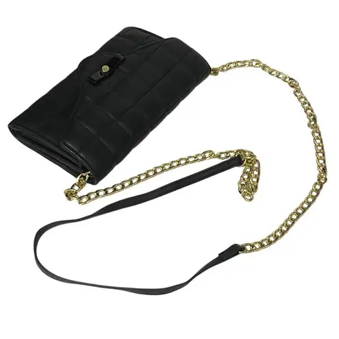 Mossimo Black Quilted Crossbody Bag Gold Chain Small Purse Wallet