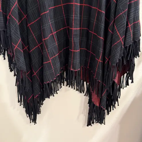 J. McLaughlin One Size Plaid Poncho Preppy Timeless Cozy Boho Designer Fringed