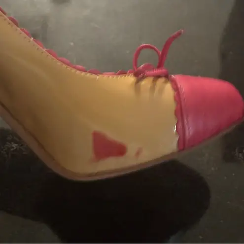 Red Valentino Tan Pumps Pink Bow Suede Women’s 35.5 HAS STAINS