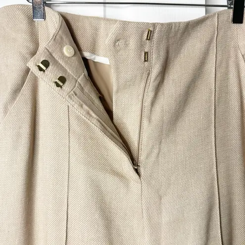 Veronica Beard NWT Komi Stretch Twill-Linen Flare Trousers Size 12 Sandalwood