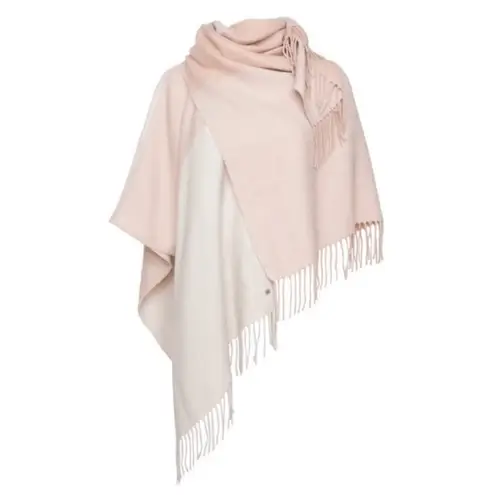 SOIA & KYO Scarf Cardigan Wrap Mirel Woven Fringe Blanket Cream /White Scarfigan