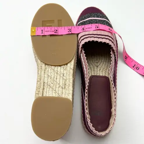 Fendi  Striped Glitter Accent Espadrilles EU 39 US 9 Pink Black Knit Flat Shoes