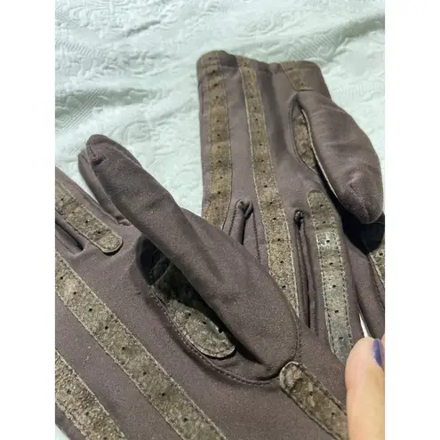 Vintage Brown Leather & Wool Lined Gloves For Men