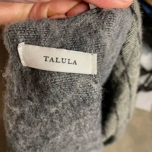 Talula Grey Black Striped Fringes Open Front Sweater Poncho One Size