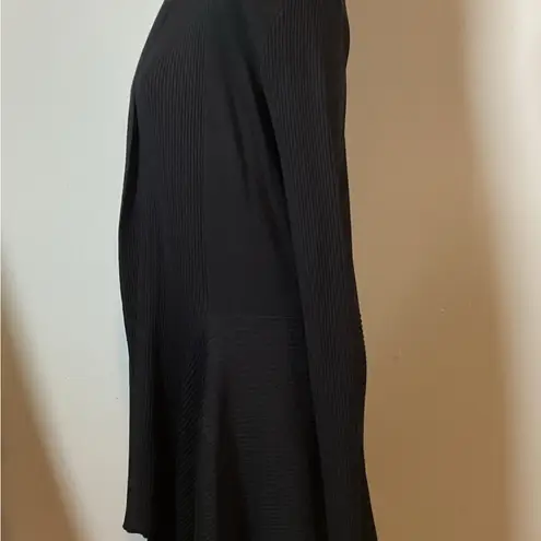 PATTY BOUTIK TIGHT RIBBED CASCADING WATERFALL OPEN CARDIGAN LADIES BLACK SZ LG