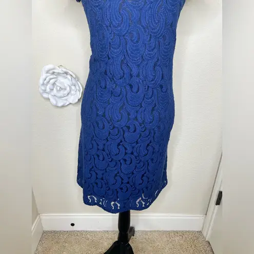 Uncle Frank NTM: Navy & Black Lace Dress with Keyhole Back Ruching Waist Sz M - Image 10