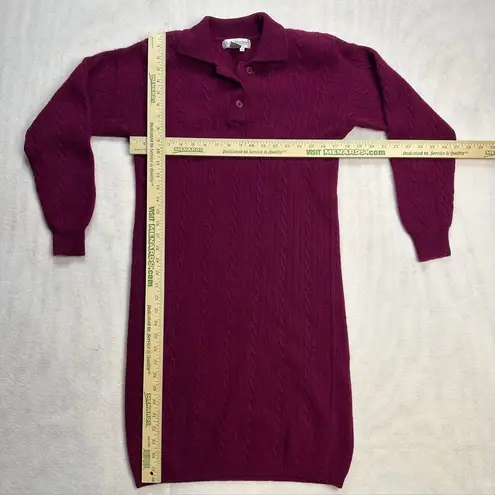 Vintage Outlander Studio Lambswool Angora Cable Knit Polo Sweater Dress Pink M Purple Size M