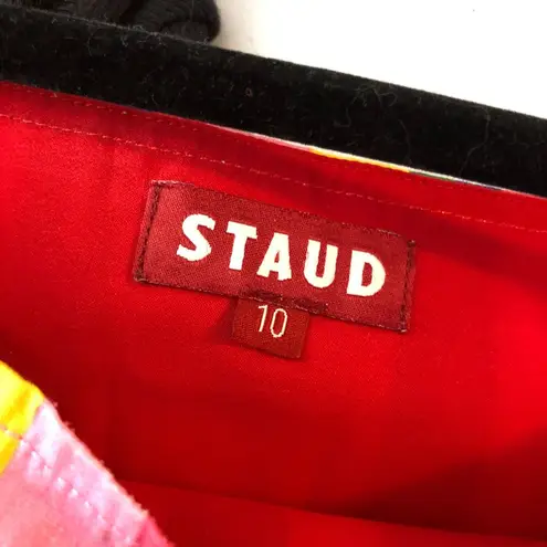 Staud Mini Skirt Striped Rainbow Colorful Cotton Stretch 10 Pink