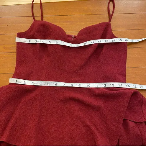 Black Halo Belen Tiered Ruffle Spaghetti Strap Mini Dress in Mulberry size 10