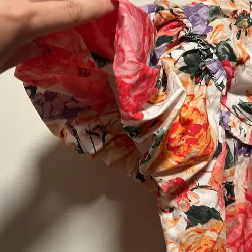 BUDDYLOVE Leeland Floral Ruffle Puff Sleeve Top, Pink, Size L Red Size L