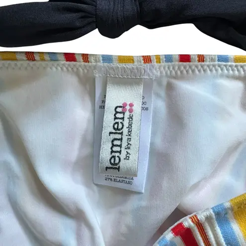 Lemlem Mokati Pouf Bikini Swimsuit High Waisted Bottoms Lemon Zest Stripe Small - Image 9