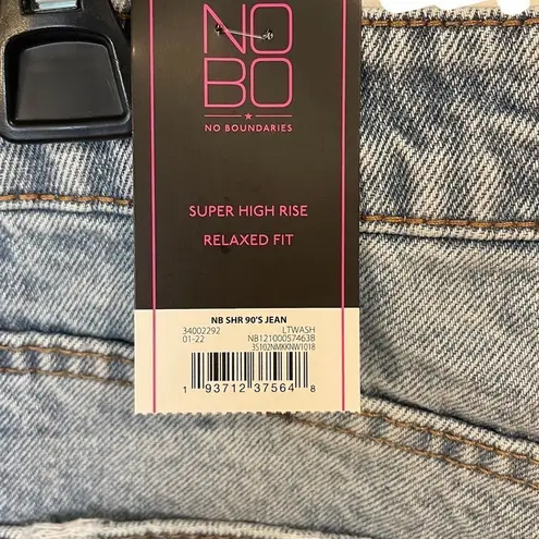 No Bo New Light Wash Super Hi Rise Relaxed Fit 90s Distressed Denim Blue Jeans